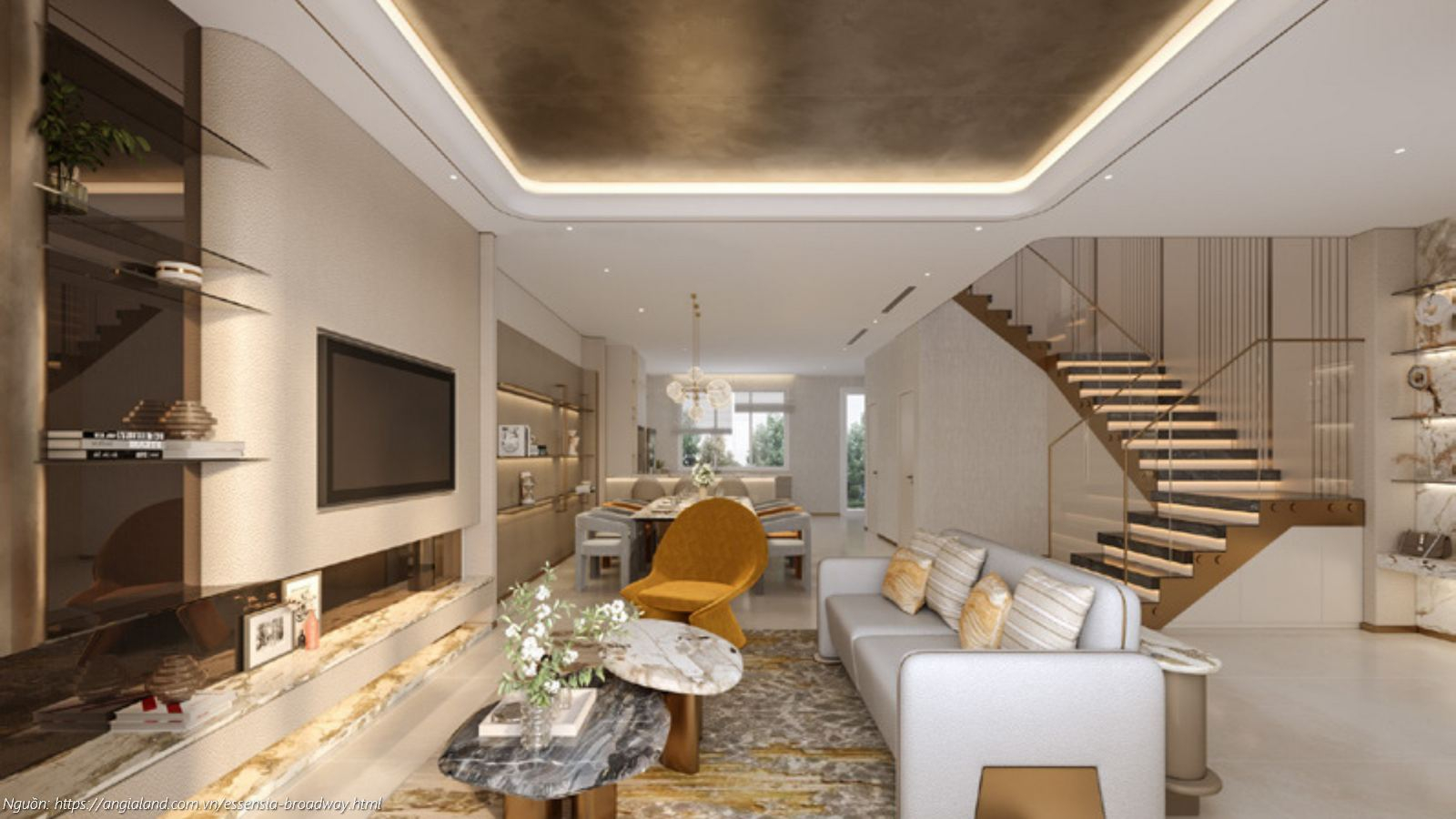 Phối cảnh thiết kế kiến trúc nhà mẫu Shophouse và Nhà phố liền kề dự án Essensia Broadway phong cách Art-Deco