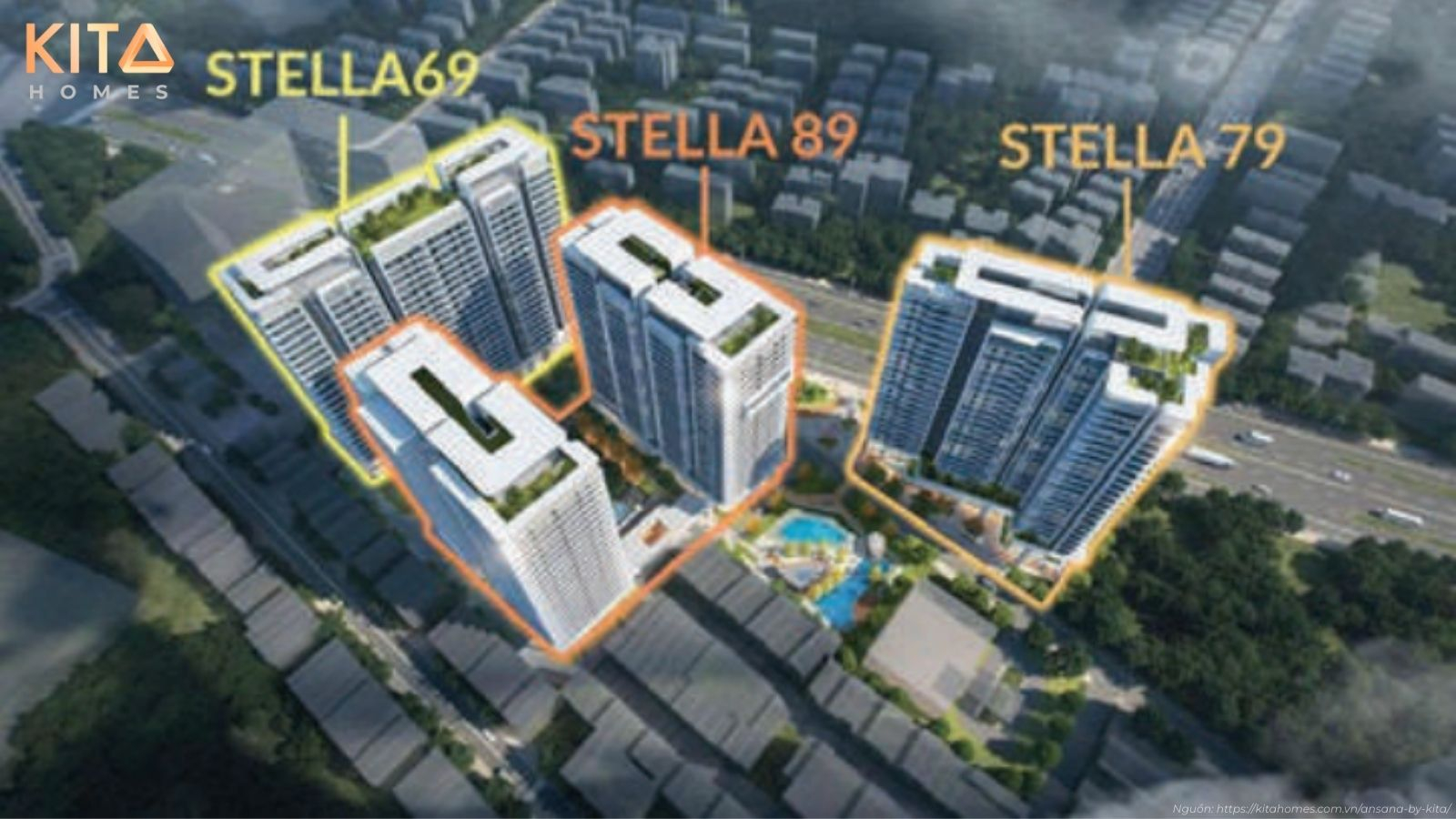 Vẻ đẹp kiến trúc hiện đại qua phối cảnh tổng thể dự án Ansana by Kita ngay mặt tiền Võ Văn Kiệt