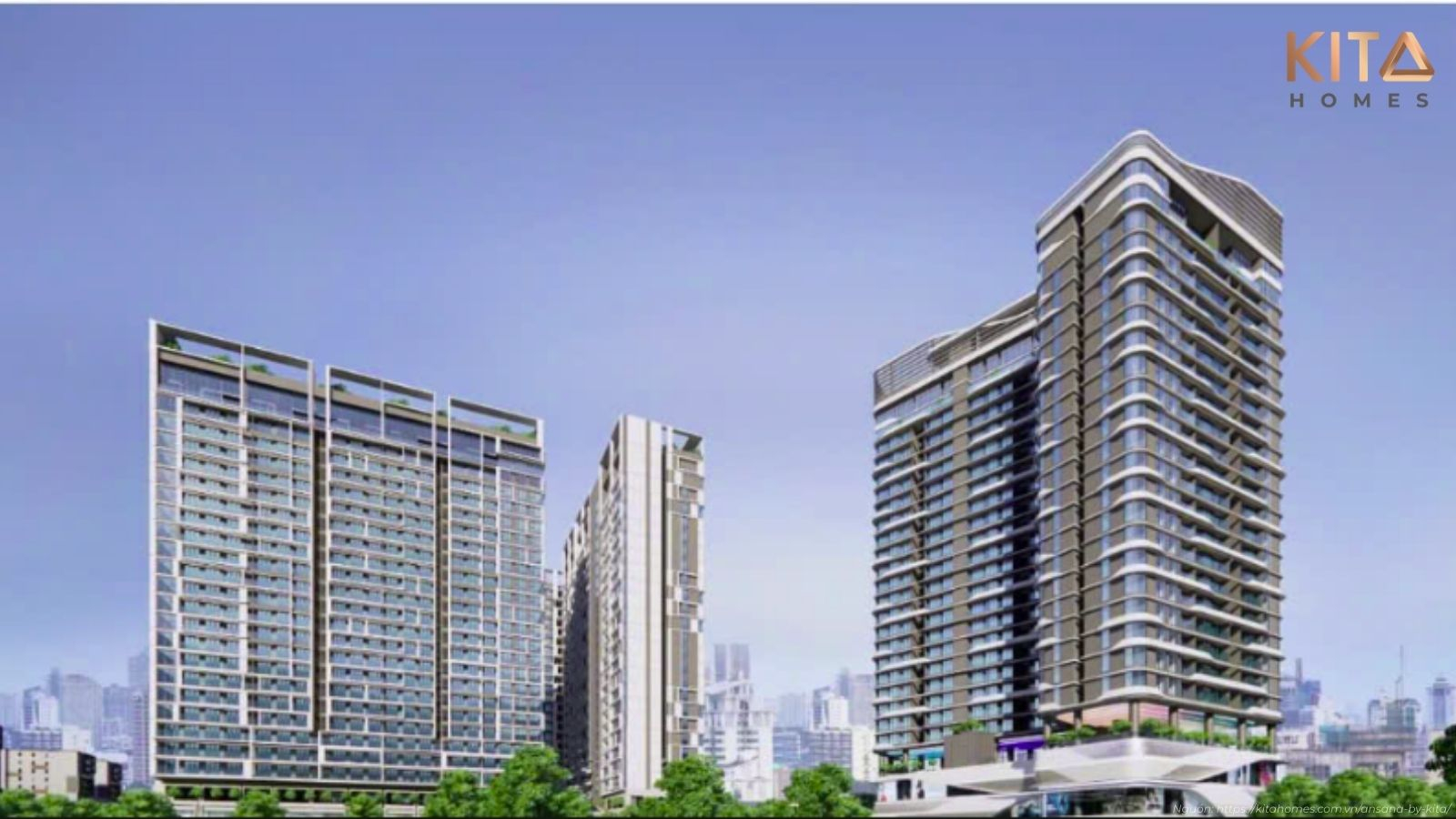 Vẻ đẹp kiến trúc hiện đại qua phối cảnh tổng thể dự án Ansana by Kita ngay mặt tiền Võ Văn Kiệt