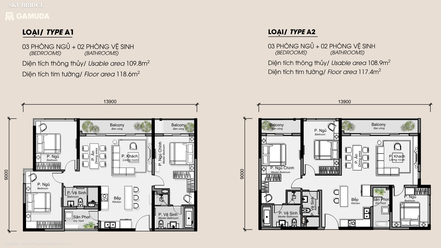 Thiết kế căn hộ Dự án Skybridge - Gamuda Land