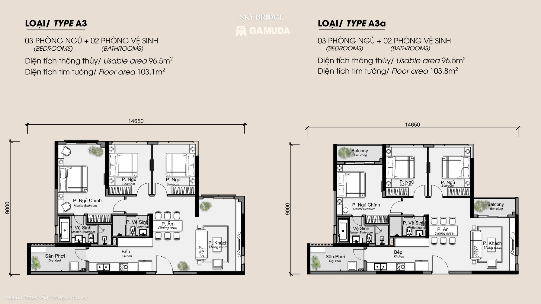 Thiết kế căn hộ Dự án Skybridge - Gamuda Land
