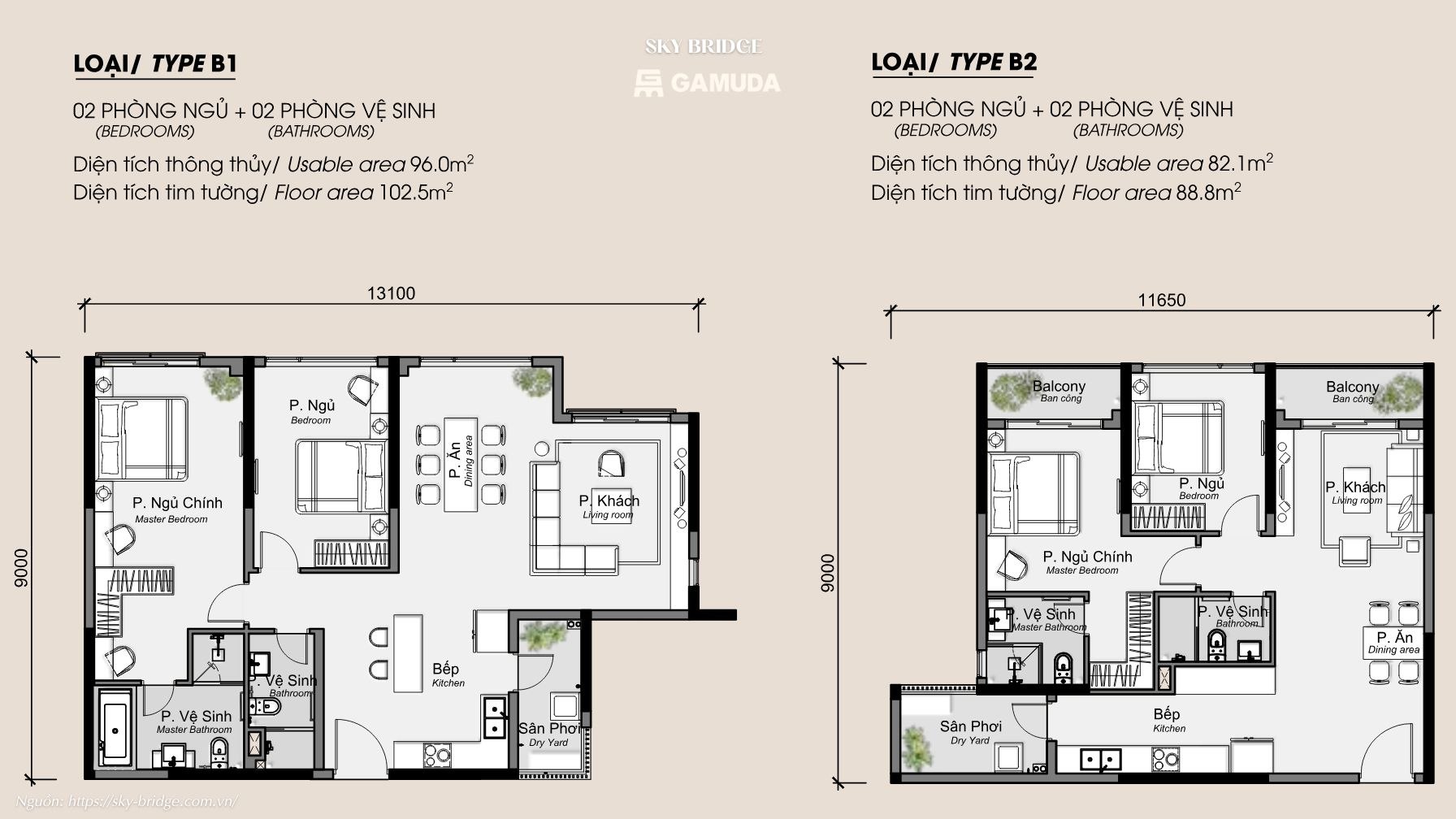 Thiết kế căn hộ Dự án Skybridge - Gamuda Land