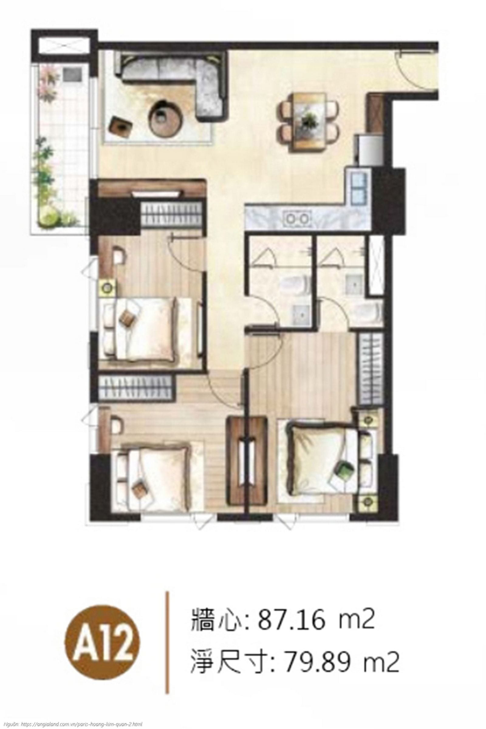 Thiet Ke Layout Can Ho A10 Dien Tich 65 42m2 Paris Hoang Kim Quan 2 Thiết kế chi tiết layout căn hộ A10 diện tích 65.42 m² dự án Paris Hoàng Kim Quận 2