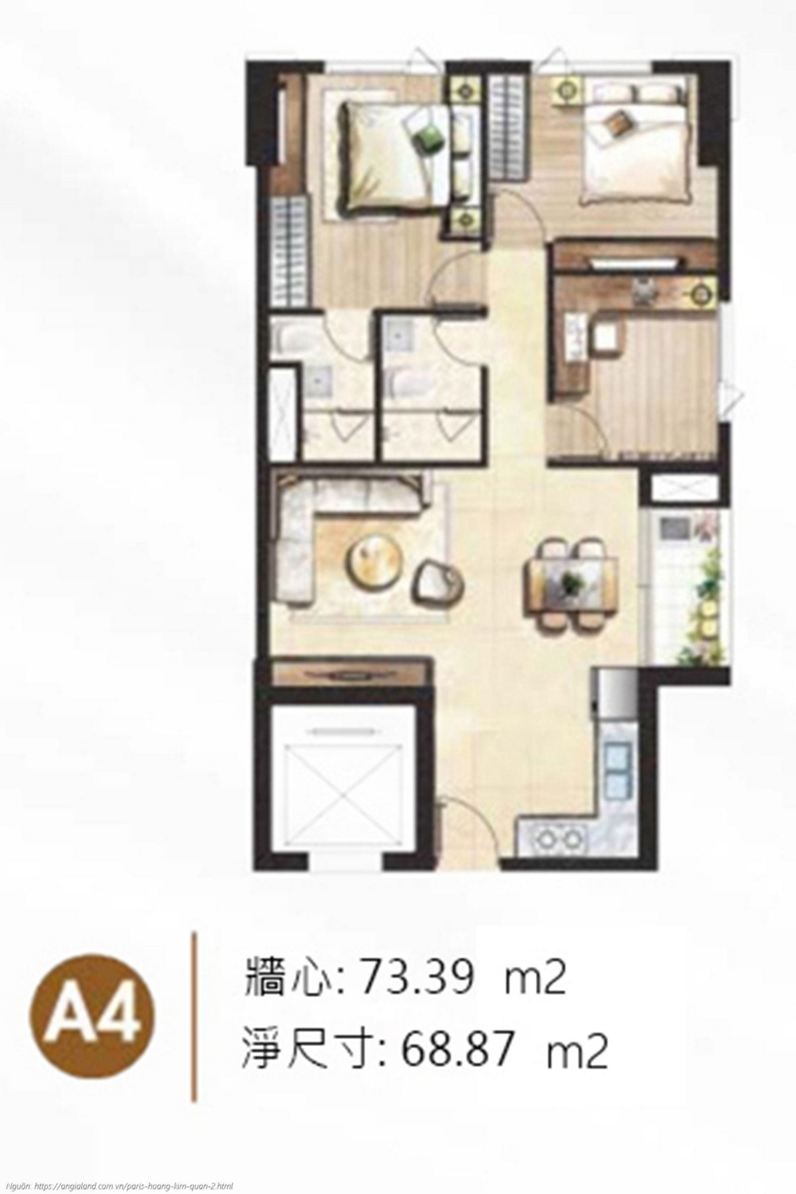 Thiet Ke Layout Can Ho A4 Dien Tich 73 39m2 Paris Hoang Kim Quan 2 Thiết kế chi tiết layout căn hộ A4 diện tích 73.39 m² dự án Paris Hoàng Kim Quận 2