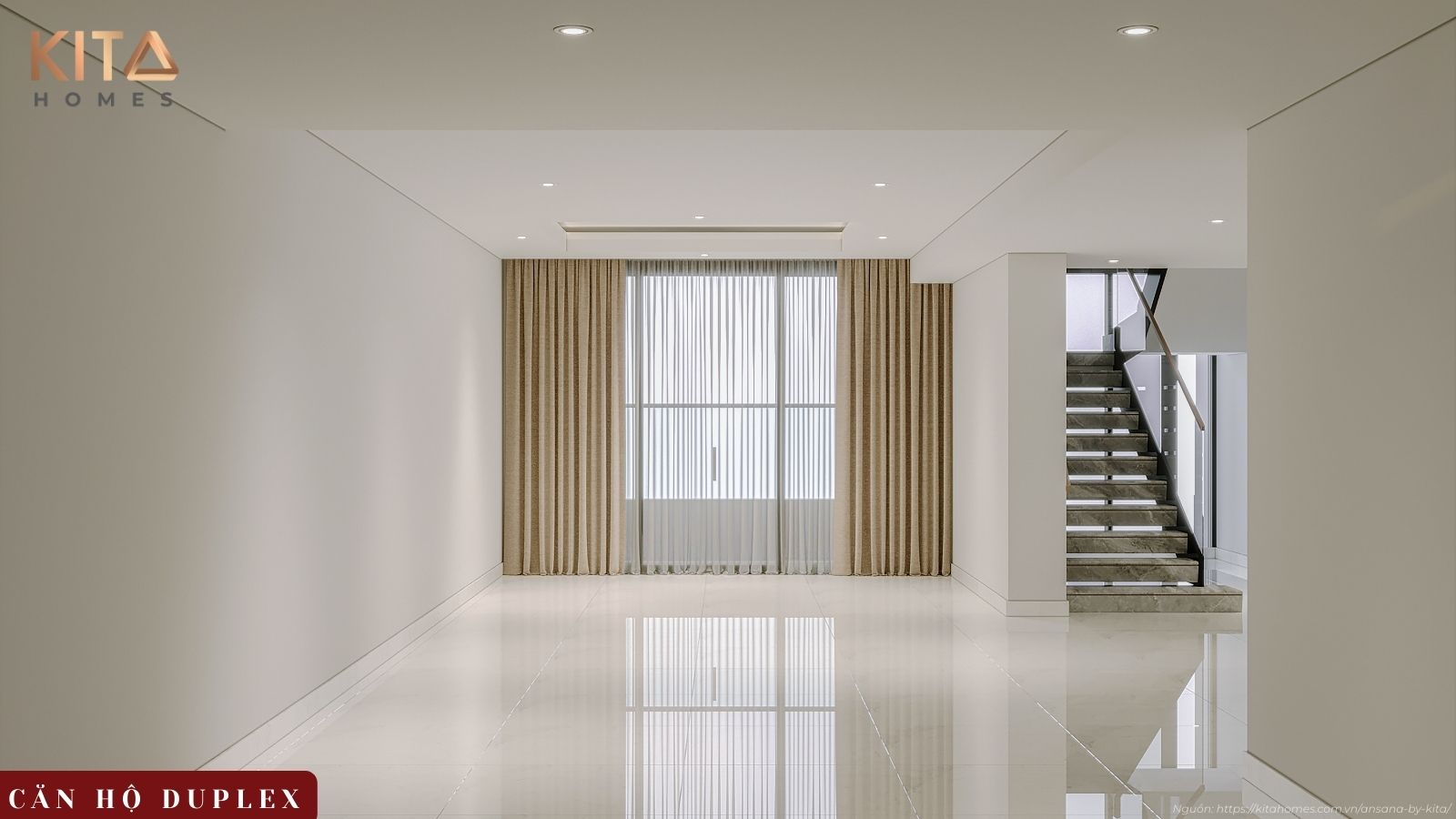 Vẻ đẹp sang trọng và đẳng cấp của căn hộ thông tầng Duplex tại nhà mẫu Ansana by Kita