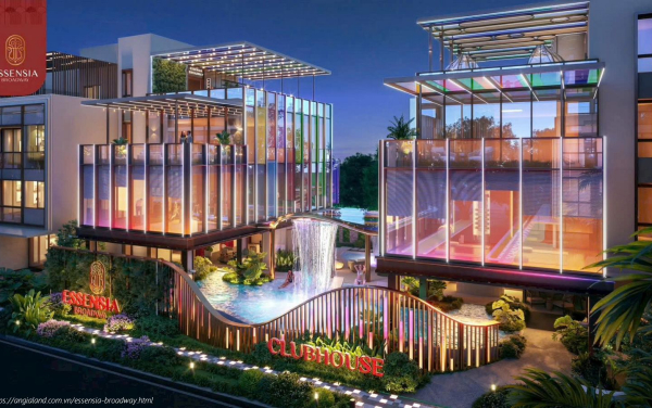 Tiện ích Clubhouse và hồ bơi tràn phong cách Art-Deco tại Essensia Broadway