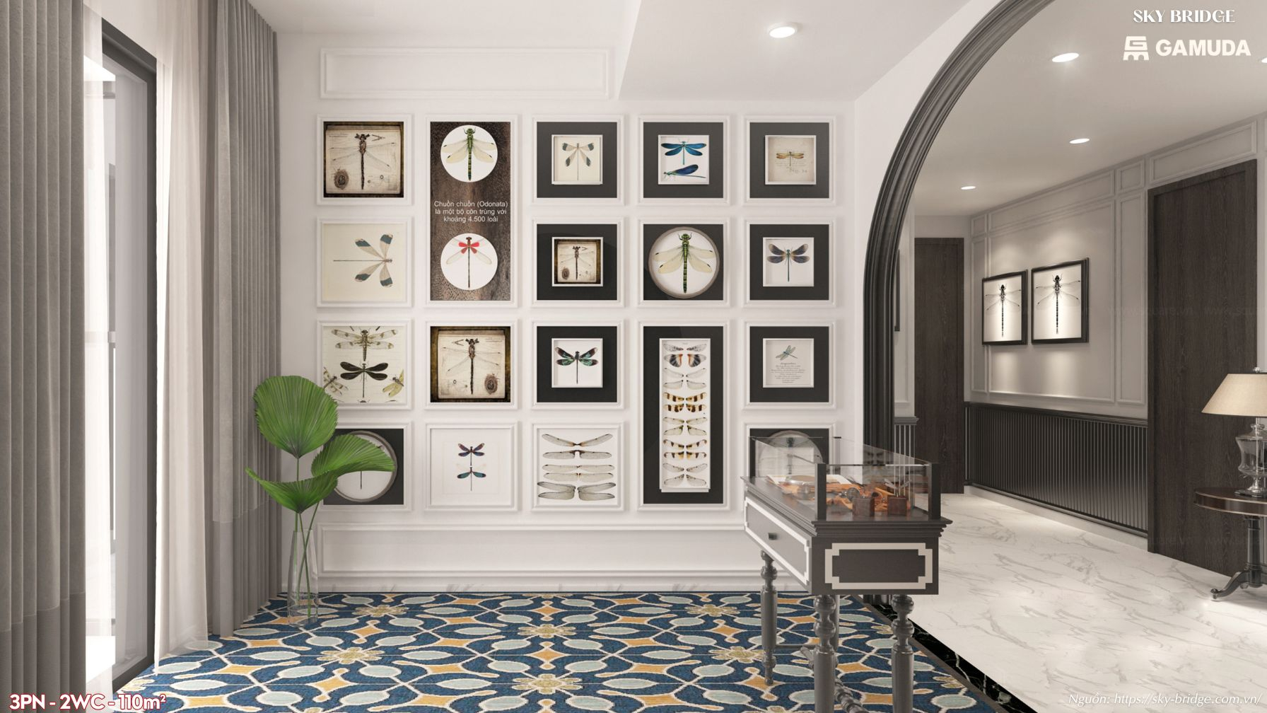 Phòng khách căn hộ 110m2 Skybridge - Gamuda Land Loại 3PN