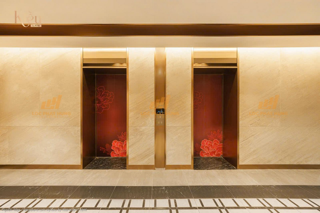 Ảnh thực tế sảnh trệt sang trọng tại dự án căn hộ hạng sang Kiều By Kita