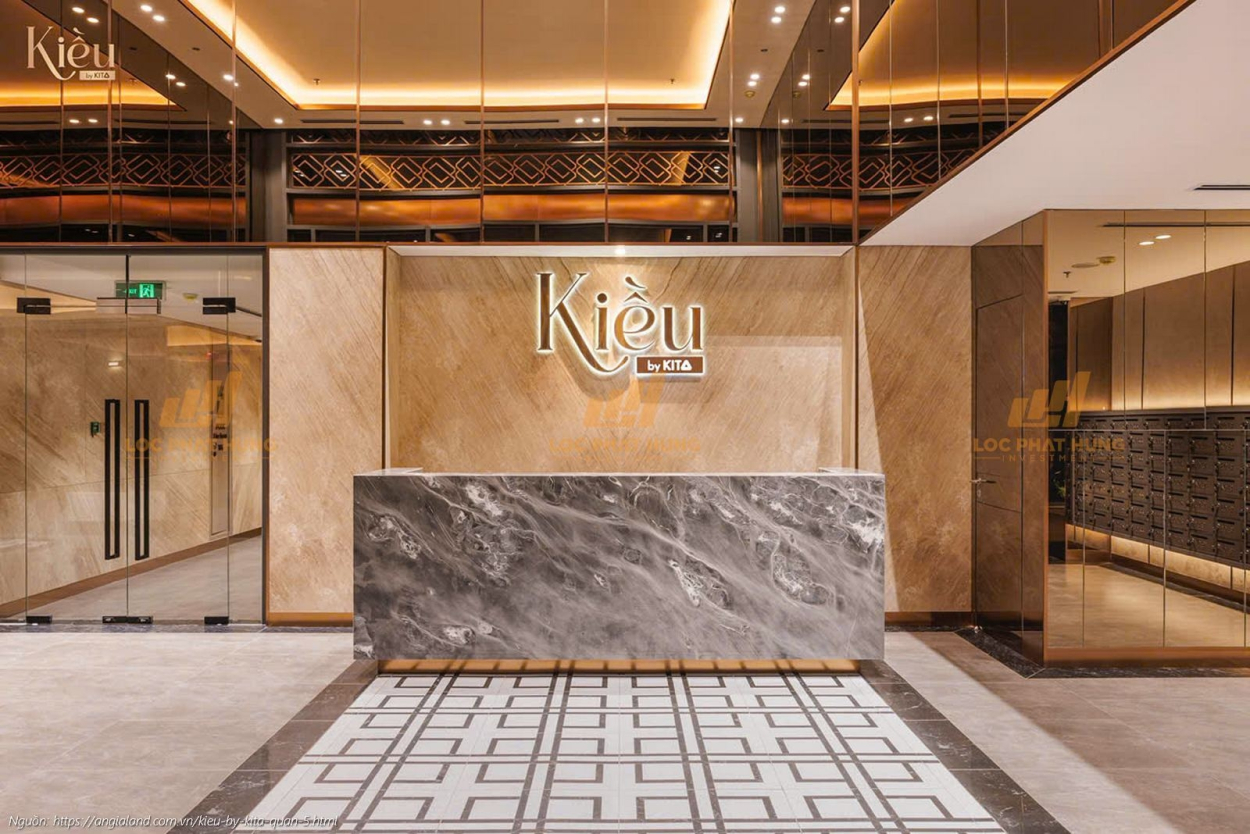 Ảnh thực tế sảnh trệt sang trọng tại dự án căn hộ hạng sang Kiều By Kita