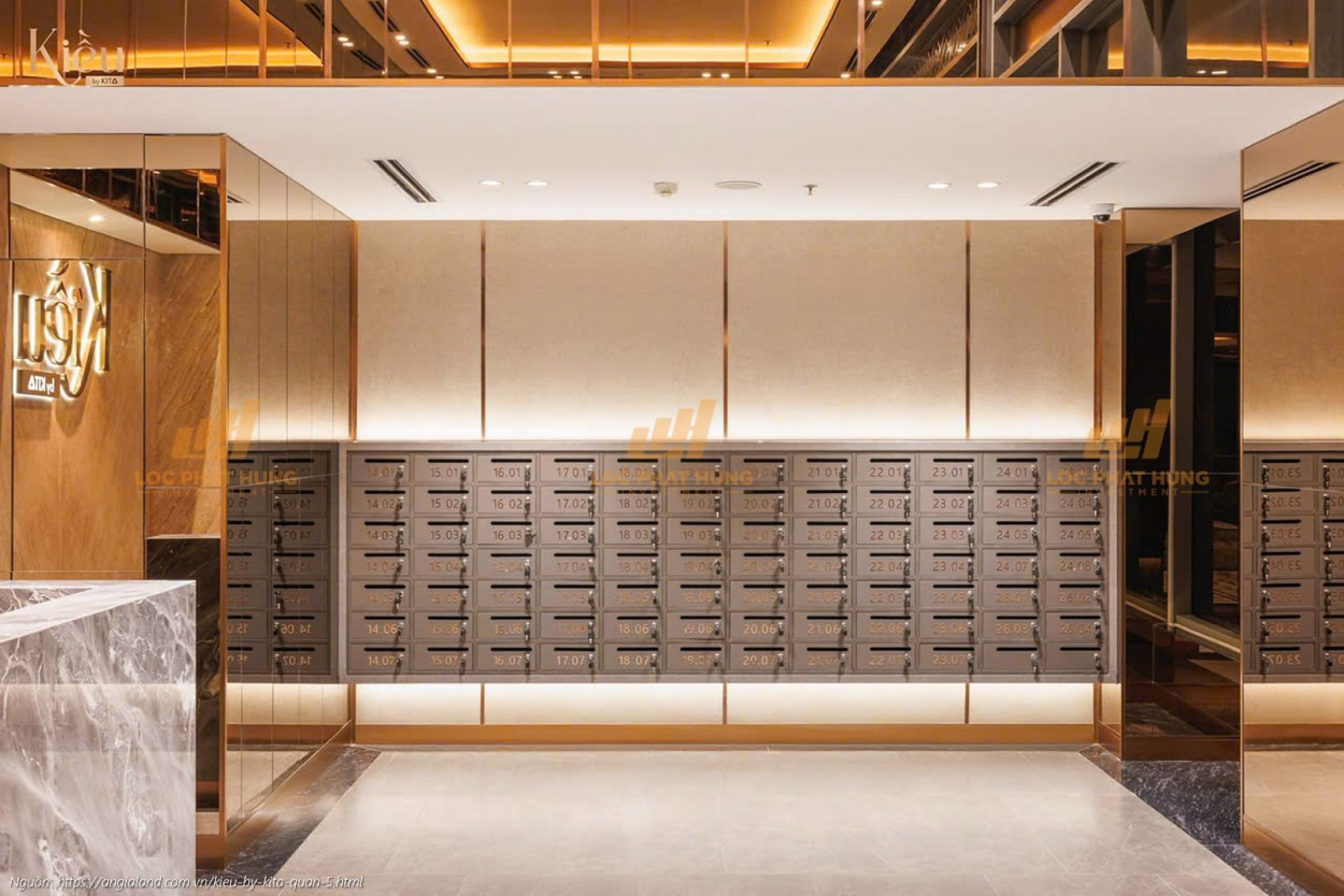 Ảnh thực tế sảnh trệt sang trọng tại dự án căn hộ hạng sang Kiều By Kita