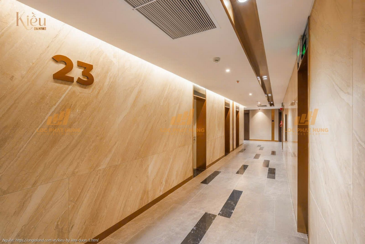 Ảnh thực tế sảnh thang máy riêng tư, an ninh tại tầng 23, dự án Kiều By Kita Quận 5