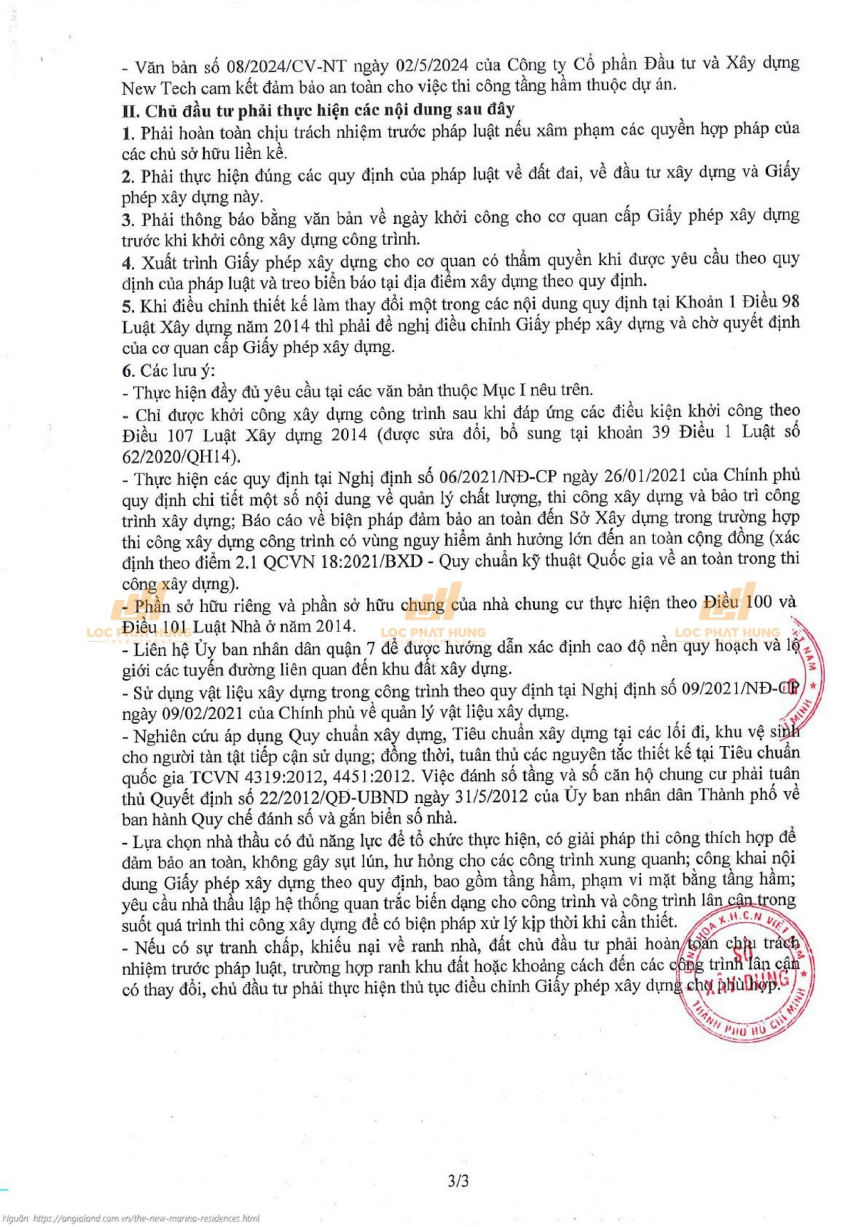 Vlasta Premier Giấy phép xây dựng (GPXD) dự án căn hộ chung cư Vlasta Premier Quận 7