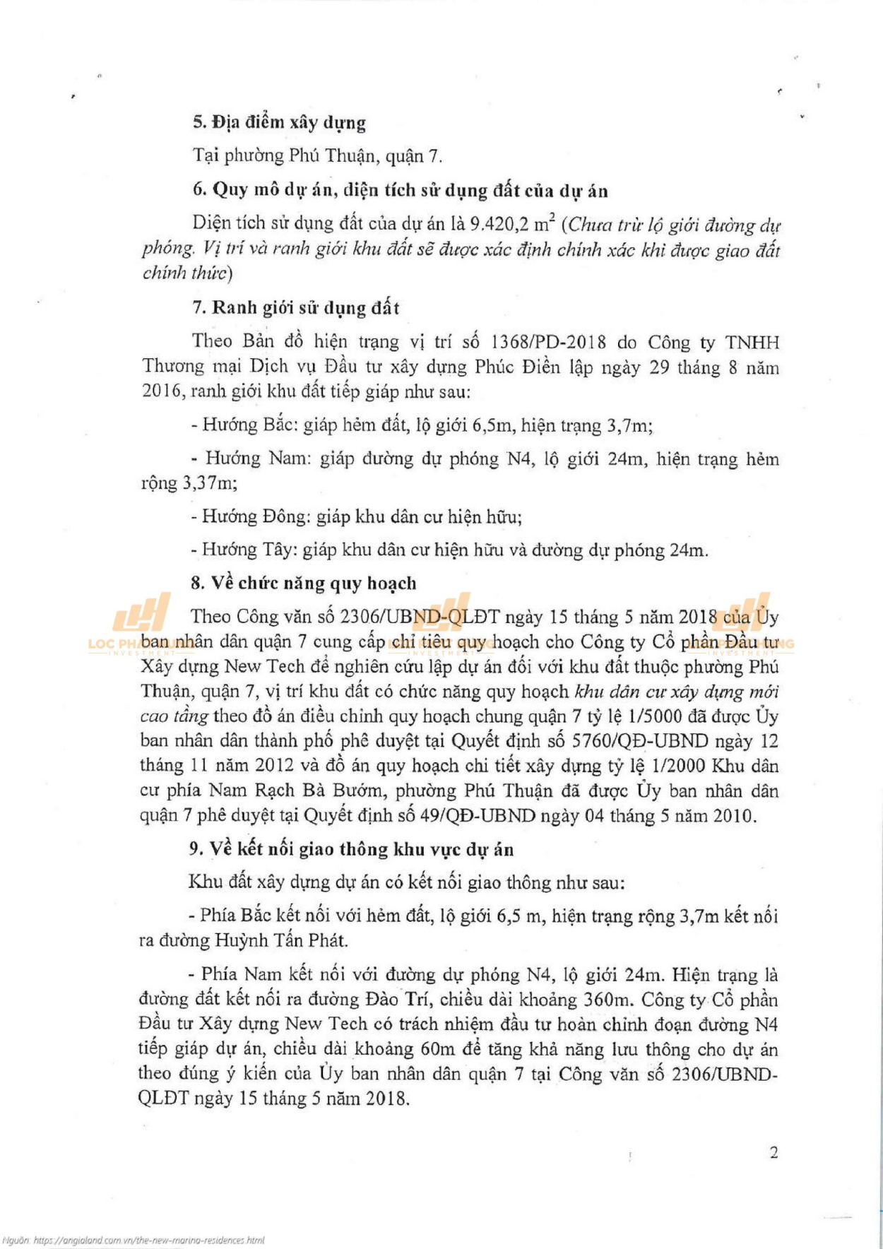 Vlasta Premier Văn bản Chấp thuận chủ trương đầu tư dự án Vlasta Premier Quận 7