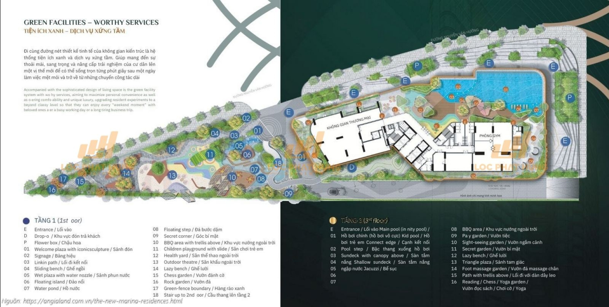 Vlasta Premier Mặt bằng khối đế thương mại (tầng 1 & 3) gồm sảnh, shophouse và khu sinh hoạt cộng đồng tại Vlasta Premier