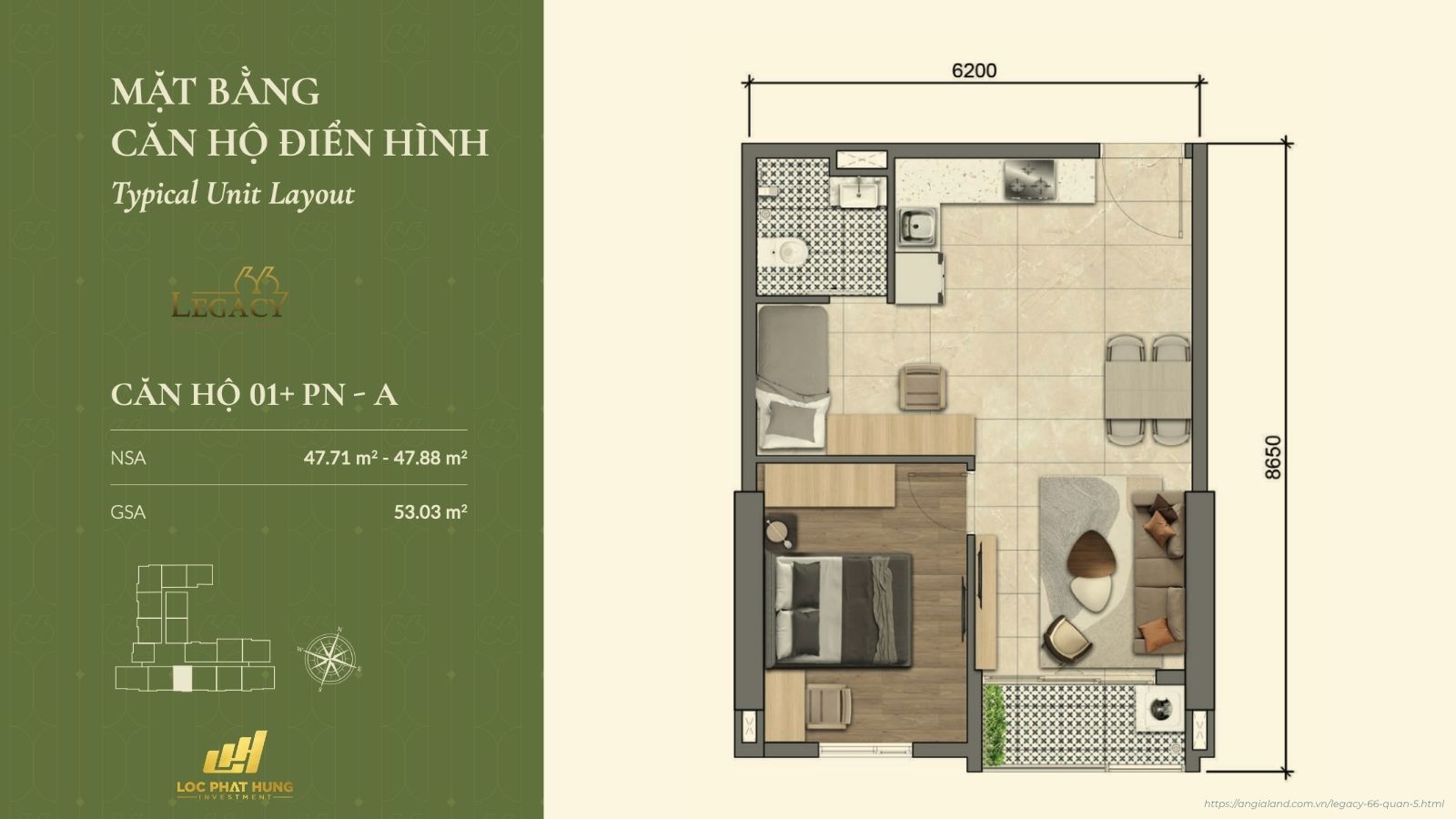 Layout căn hộ dự án Legacy 66 