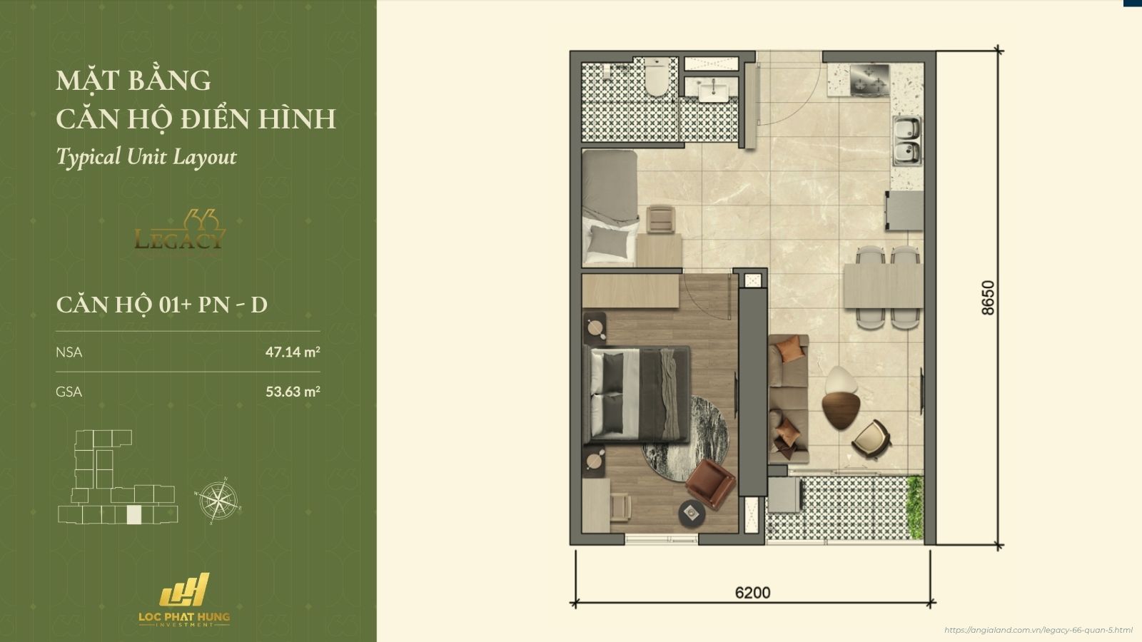 Layout căn hộ dự án Legacy 66 