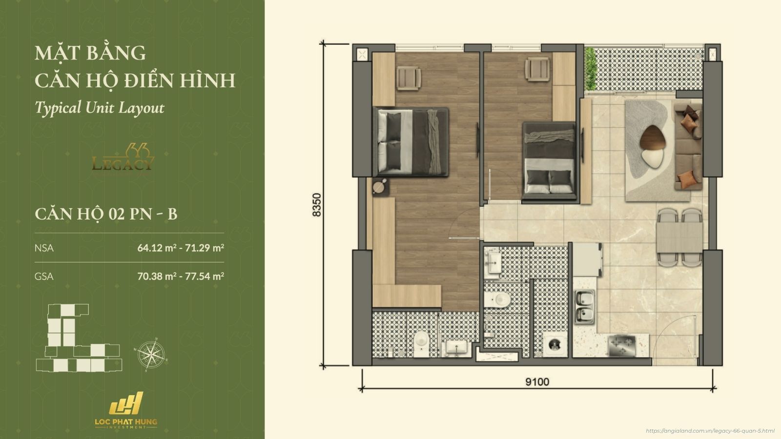 Layout căn hộ dự án Legacy 66 