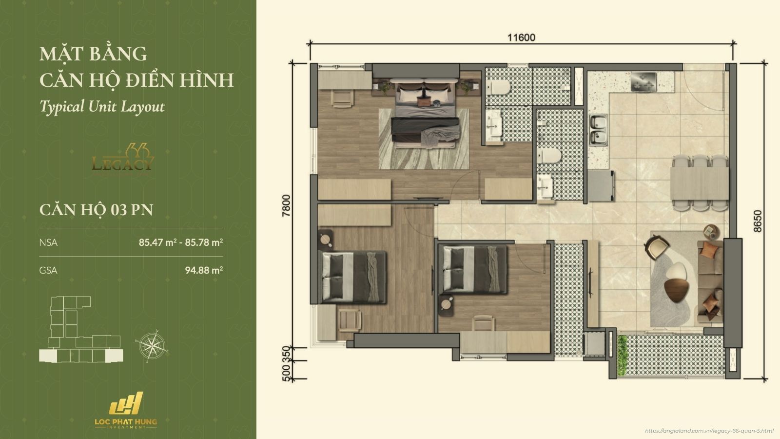 Layout căn hộ dự án Legacy 66 