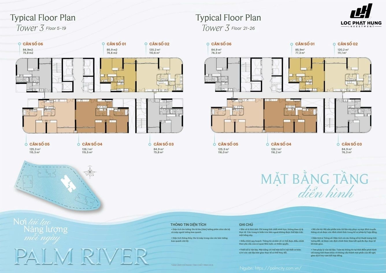 Mặt Bằng Tầng Căn Hộ Palm River