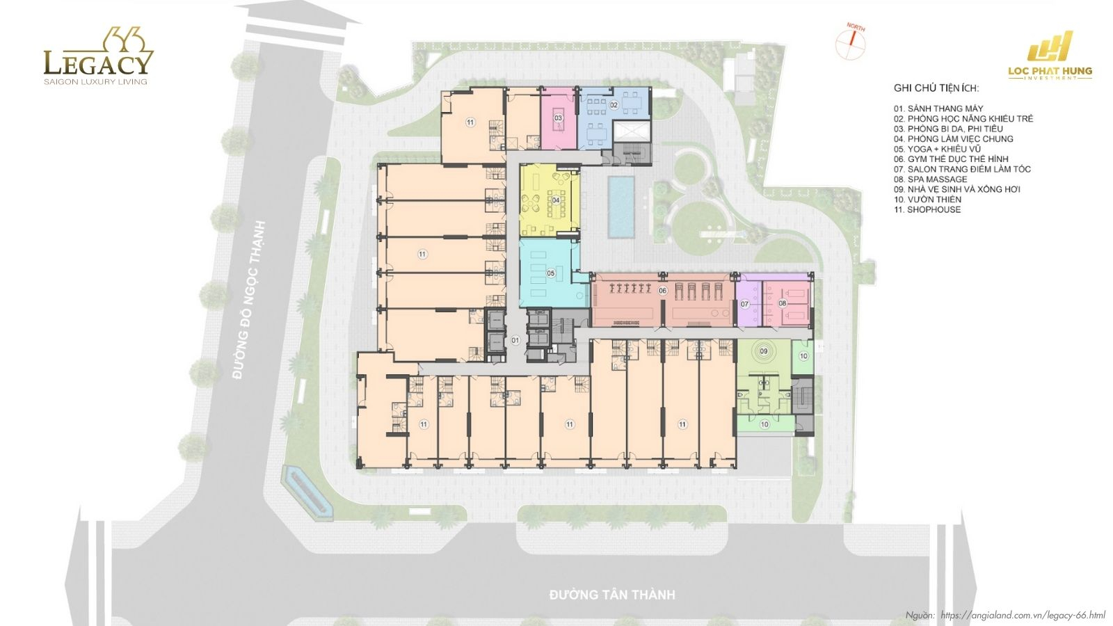 Mặt bằng tiện ích dự án căn hộ chung cư LEGACY 66 - Quận 5