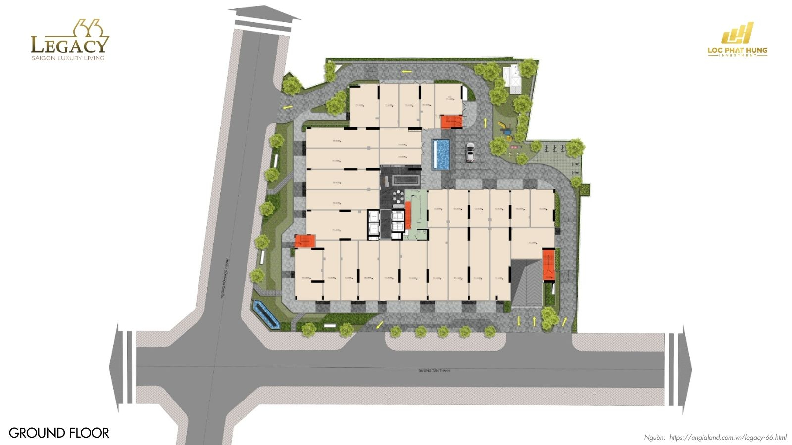 Mặt bằng tầng trệt dự án căn hộ chung cư LEGACY 66 - Quận 5
