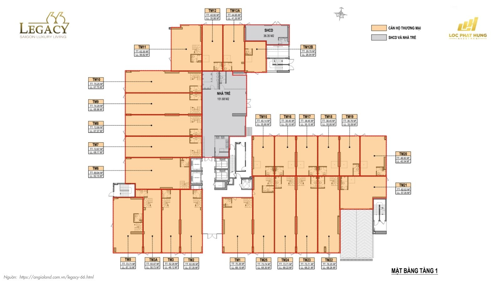 Mặt bằng tầng điển hình dự án căn hộ chung cư LEGACY 66 - Quận 5
