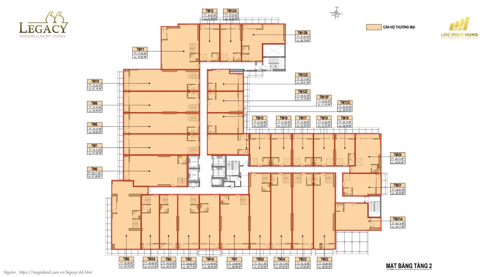 Mặt bằng tầng điển hình dự án căn hộ chung cư LEGACY 66 - Quận 5