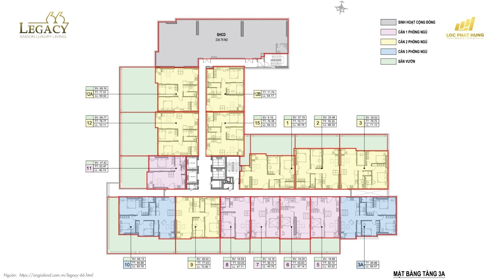 Mặt bằng tầng điển hình dự án căn hộ chung cư LEGACY 66 - Quận 5