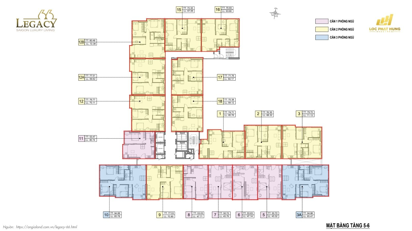 Mặt bằng tầng điển hình dự án căn hộ chung cư LEGACY 66 - Quận 5