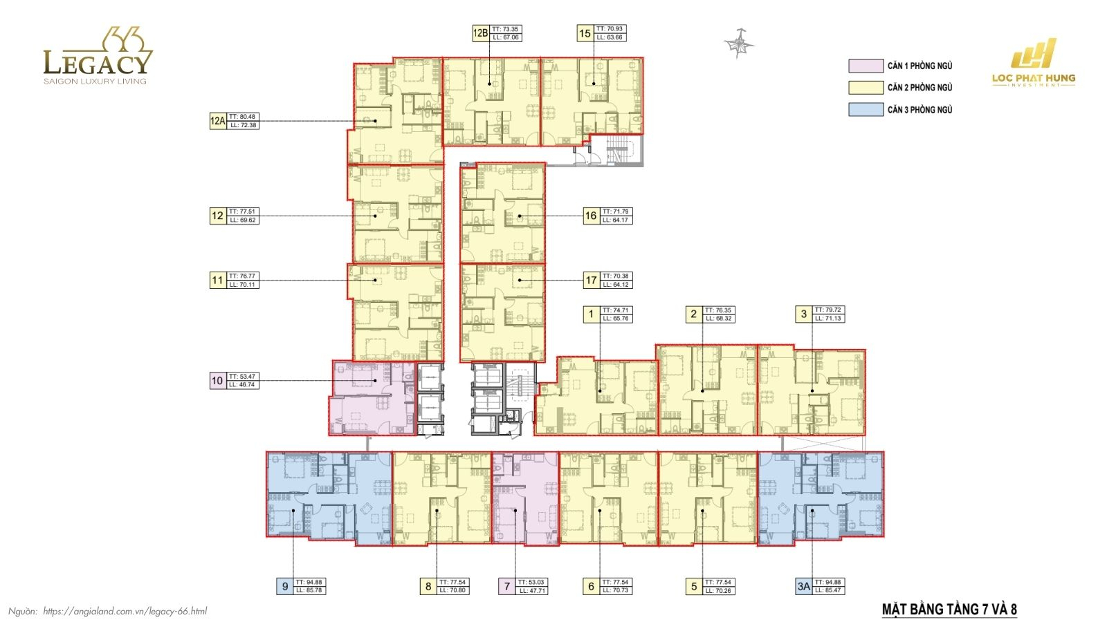 Mặt bằng tầng điển hình dự án căn hộ chung cư LEGACY 66 - Quận 5