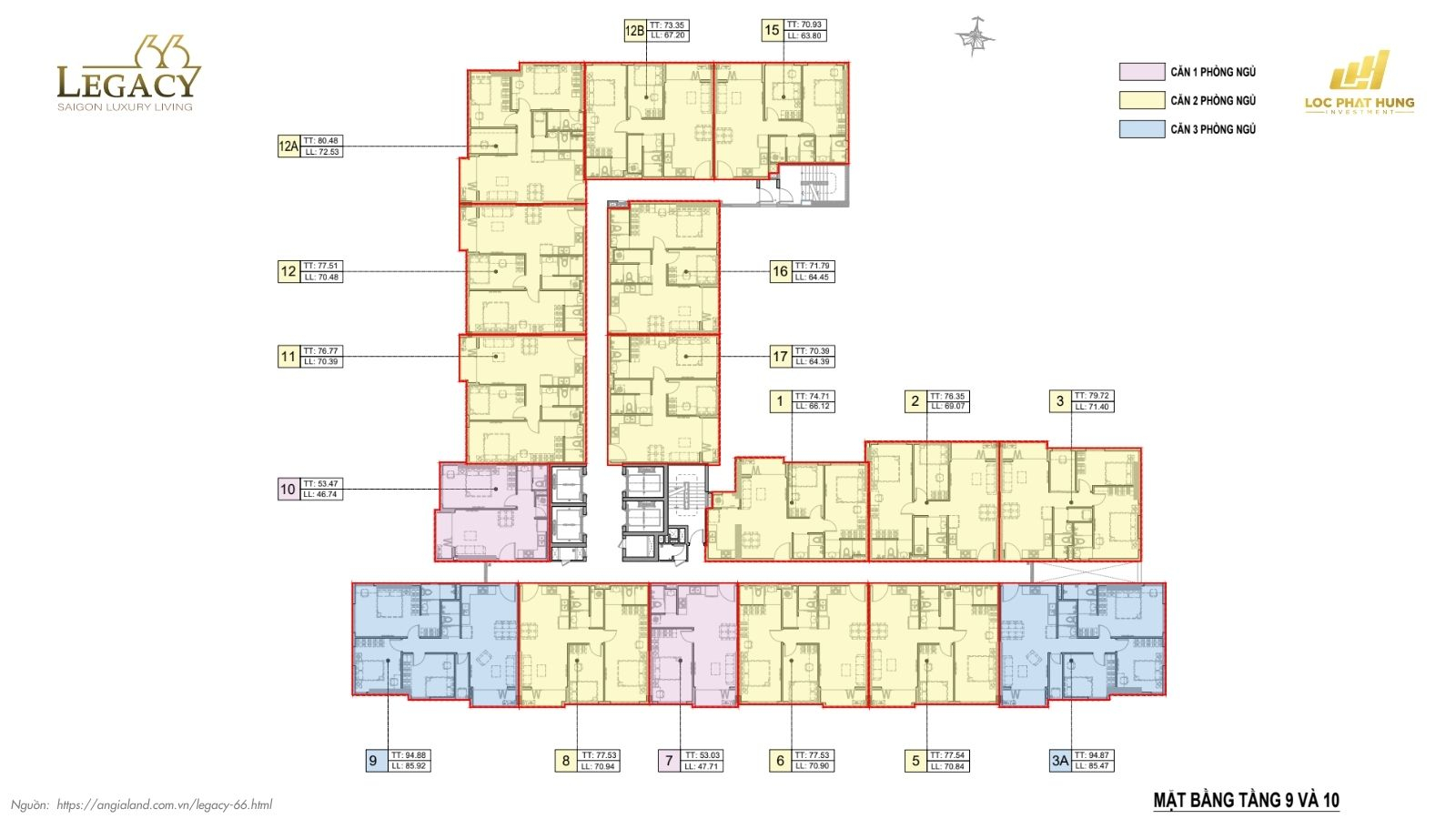 Mặt bằng tầng điển hình dự án căn hộ chung cư LEGACY 66 - Quận 5