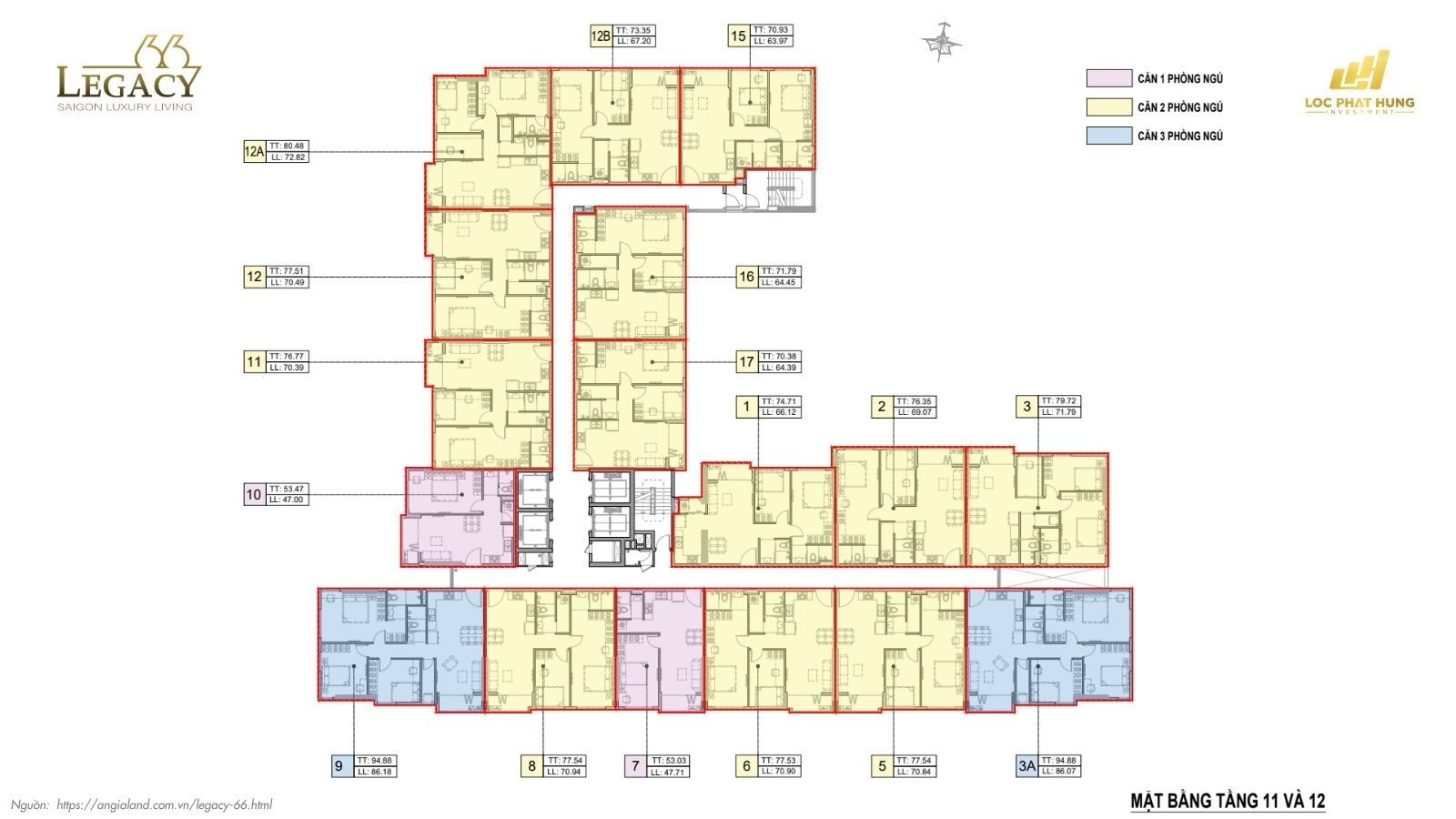 Mặt bằng tầng điển hình dự án căn hộ chung cư LEGACY 66 - Quận 5