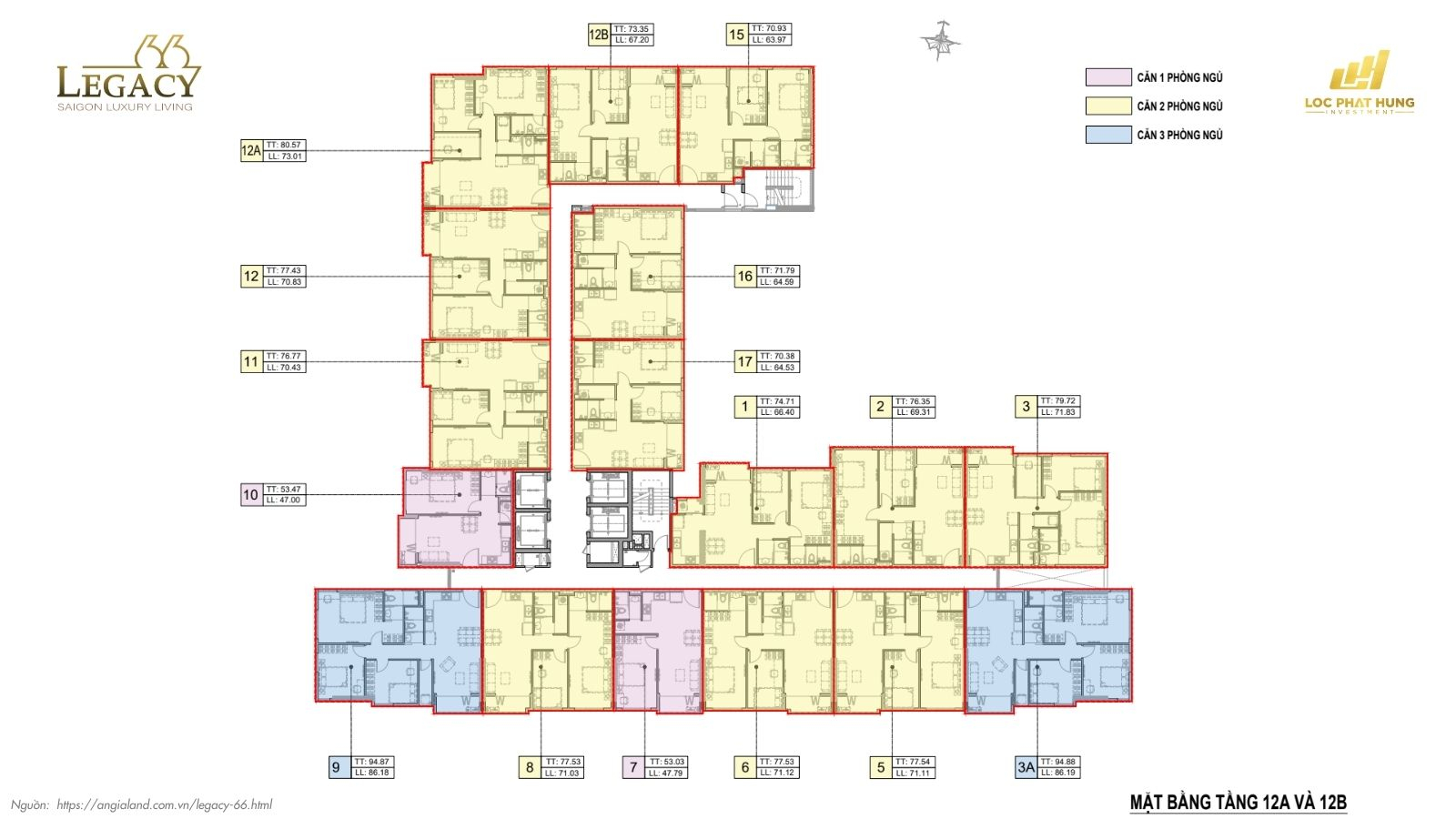 Mặt bằng tầng điển hình dự án căn hộ chung cư LEGACY 66 - Quận 5