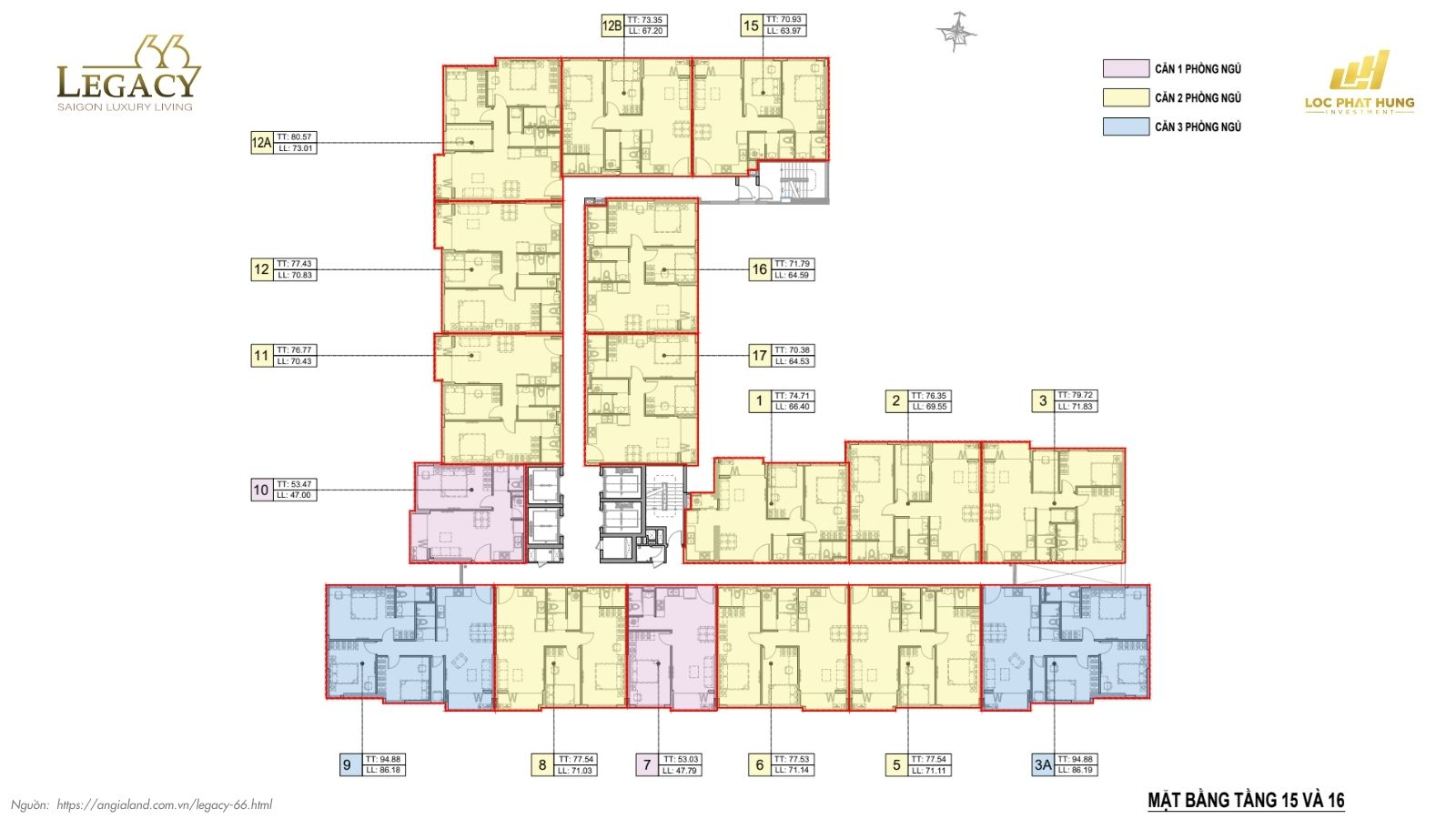 Mặt bằng tầng điển hình dự án căn hộ chung cư LEGACY 66 - Quận 5