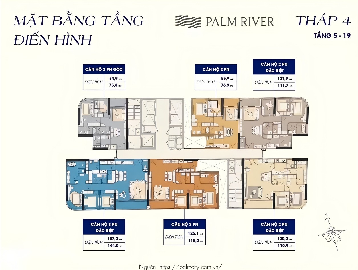 Mặt Bằng Tầng Điển Hình Tháp T4 Dự Án Palm River