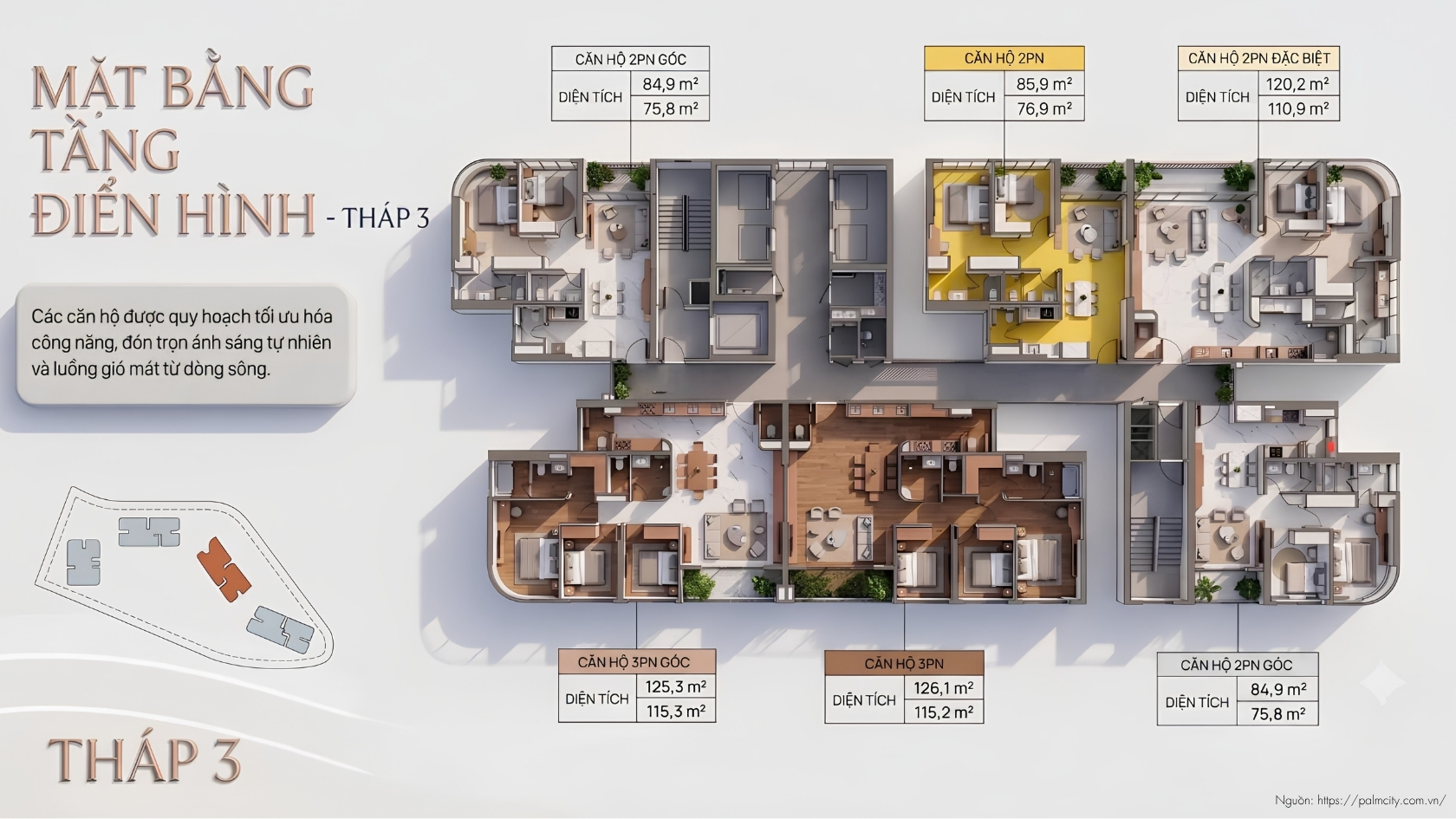 Mặt Bằng Tầng Điển Hình Tháp T3 Dự Án Palm River