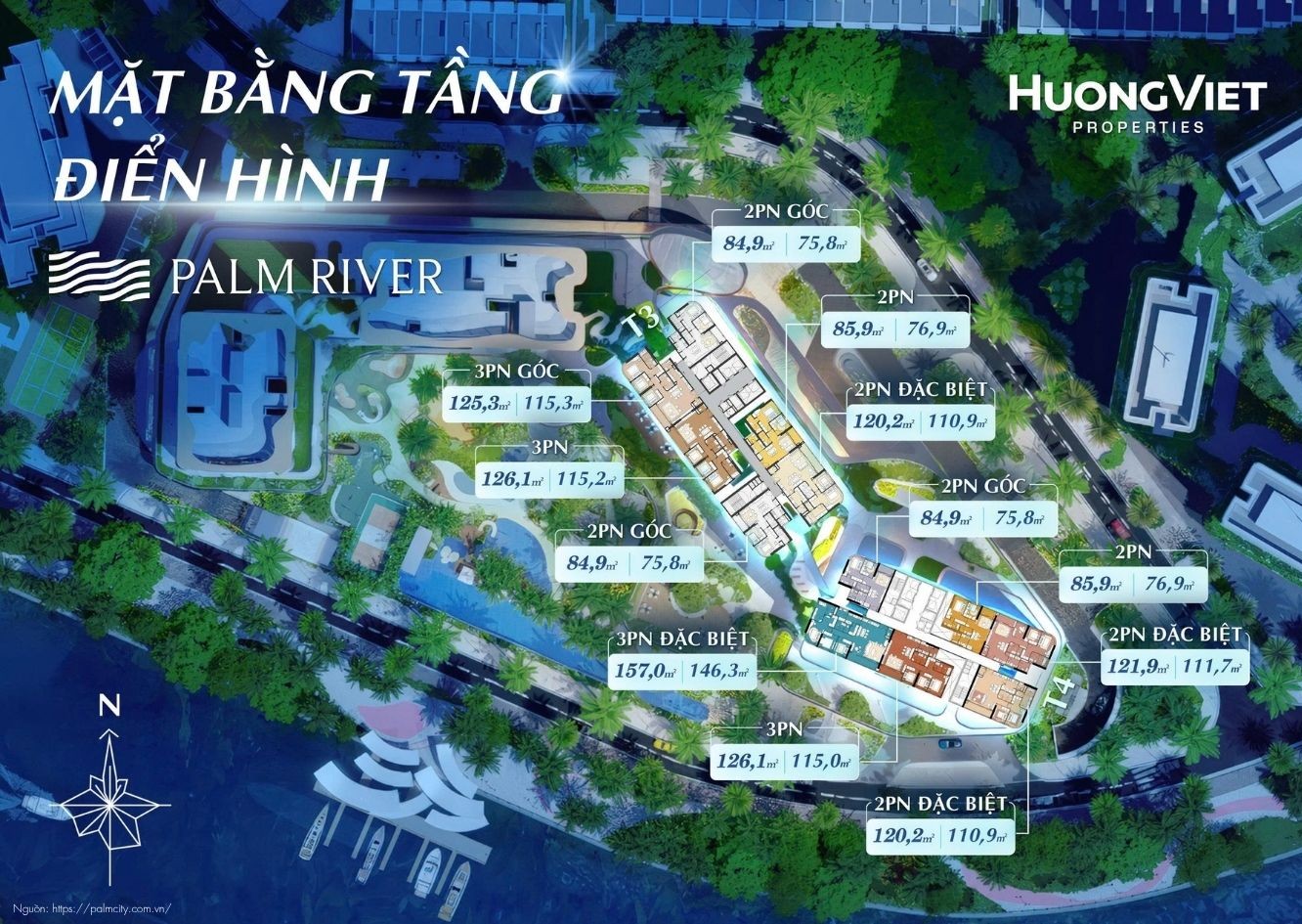 Mặt Bằng Tầng Điển Hình Dự Án Palm River