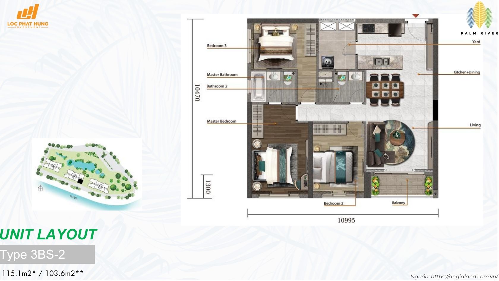 Thiết kế chi tiết căn hộ chung cư 3PN Palm River