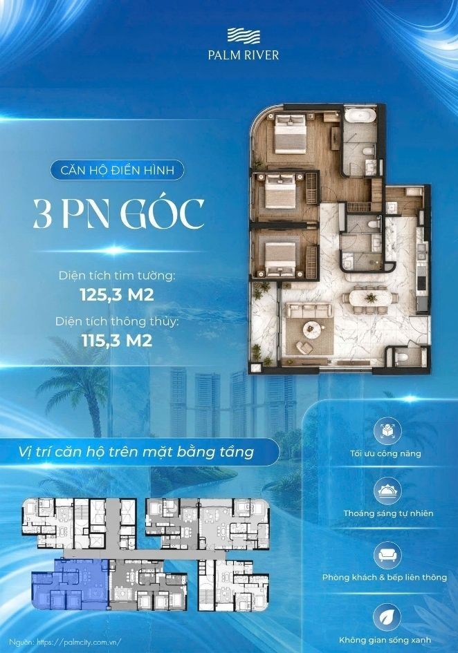 Layout Chi Tiết Căn Hộ 3PN Căn Hộ