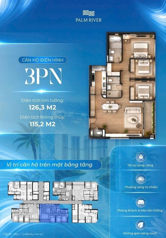 Layout Chi Tiết Căn Hộ 3PN Căn Hộ