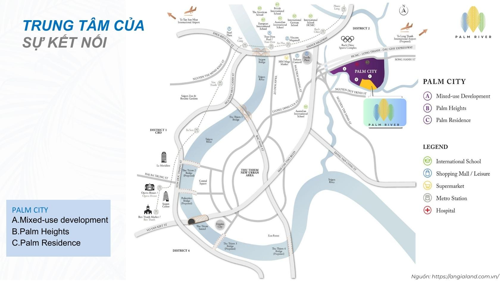 Vị trí kết nối giao thông dự án căn hộ Palm River Quận 2, Phường An Phú, Nam Rạch Chiếc
