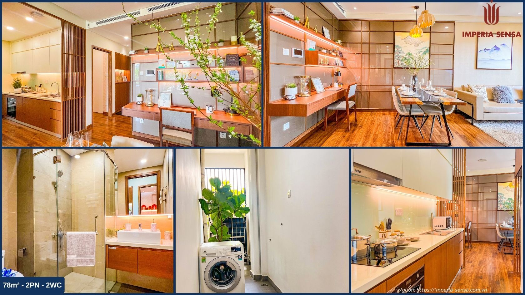 Hình ảnh thực tế nhà mẫu 2PN 78m2 dự án Imperia Sensa MIK
