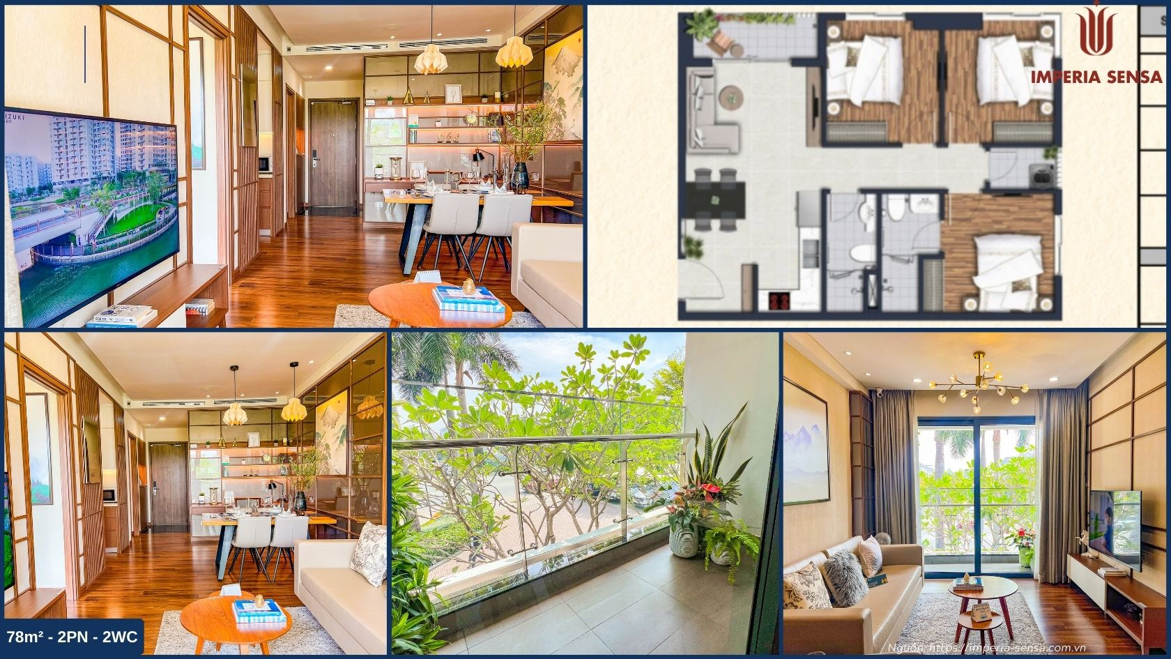 Hình ảnh thực tế nhà mẫu 2PN 78m2 dự án Imperia Sensa MIK