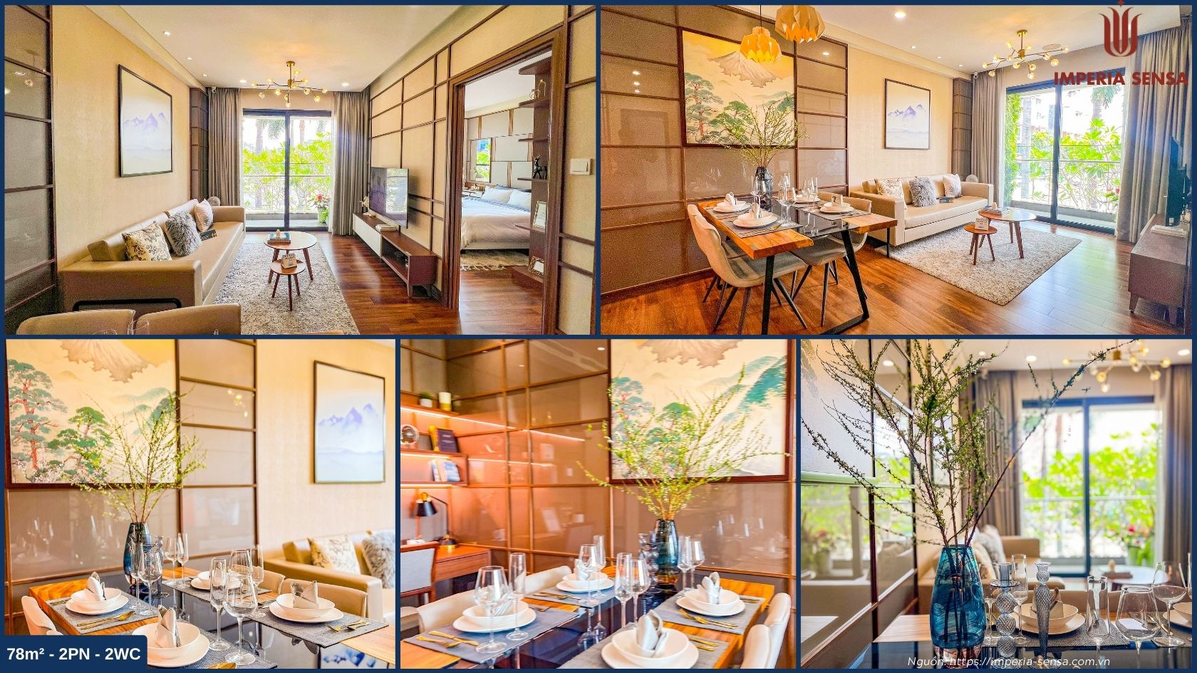 Hình ảnh thực tế nhà mẫu 2PN 78m2 dự án Imperia Sensa MIK