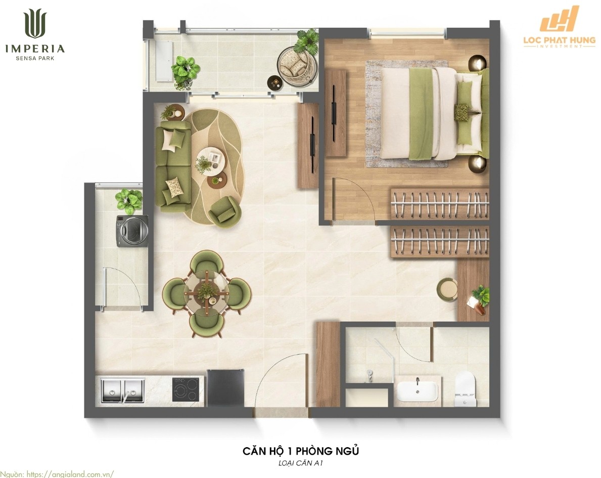 Thiết kế căn 1PN Imperia Sensa Park