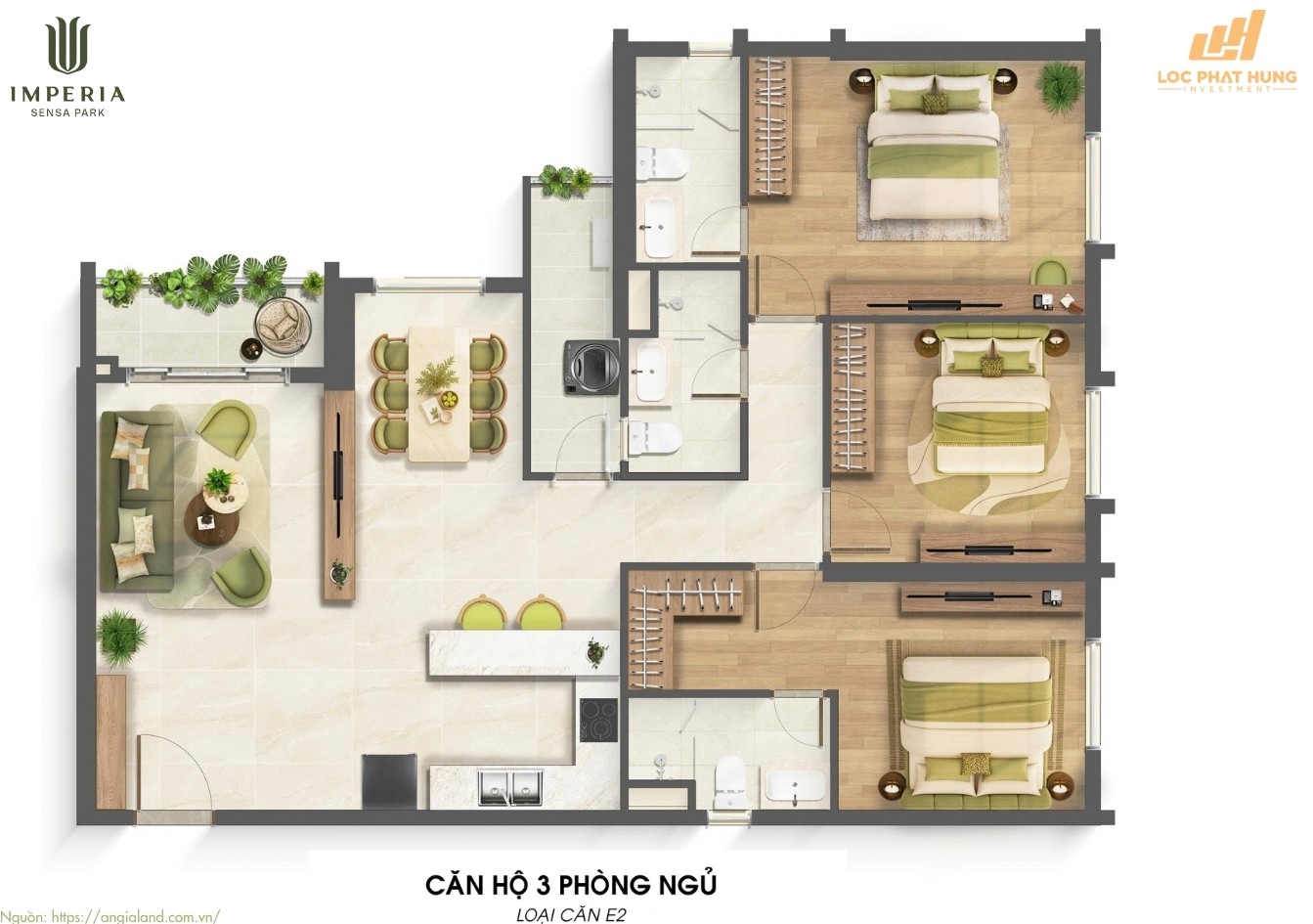 Thiết kế căn 3PN Imperia Sensa Park