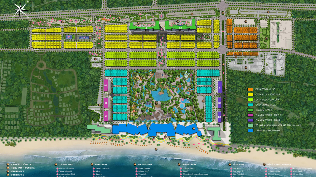 Sơ đồ mặt bằng phân khu cao tầng dự án Blanca City