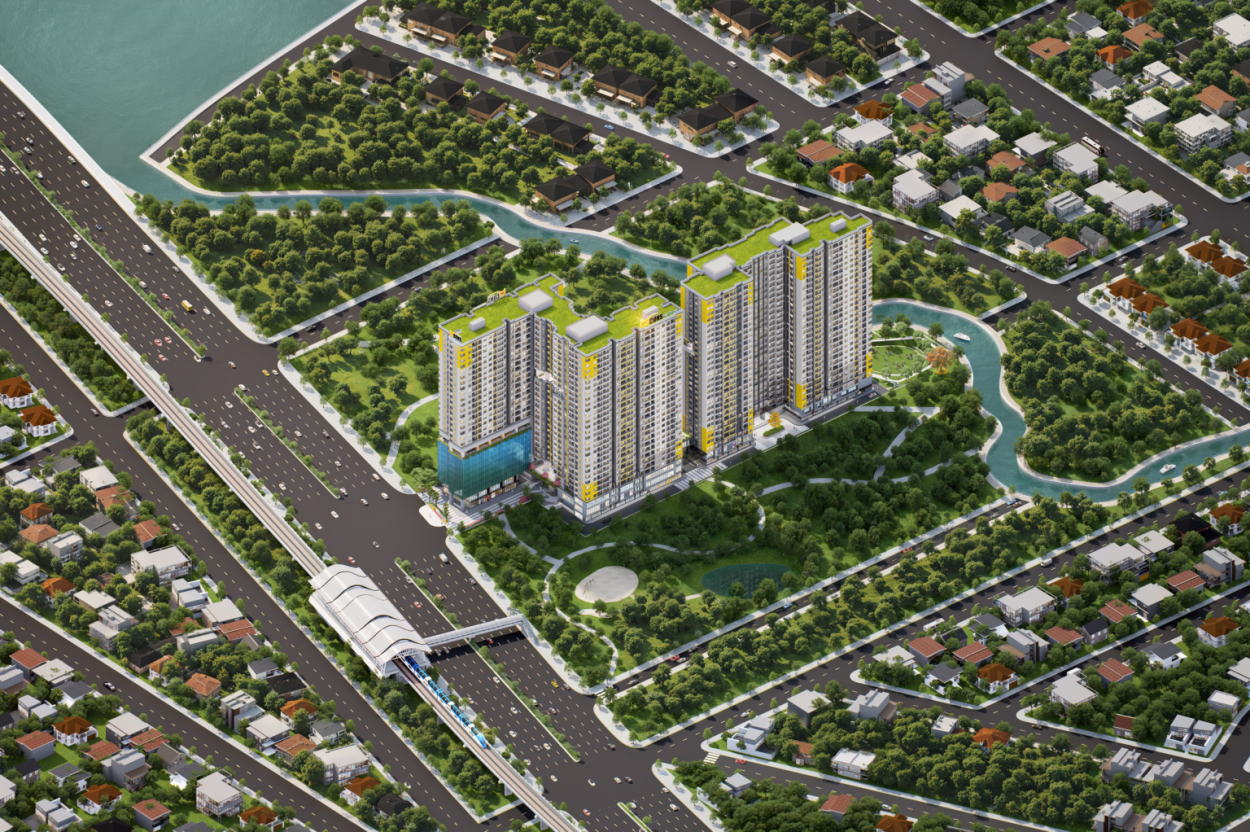 Phối cảnh tổng thể kiến trúc dự án Bcons NewSky Thuận An