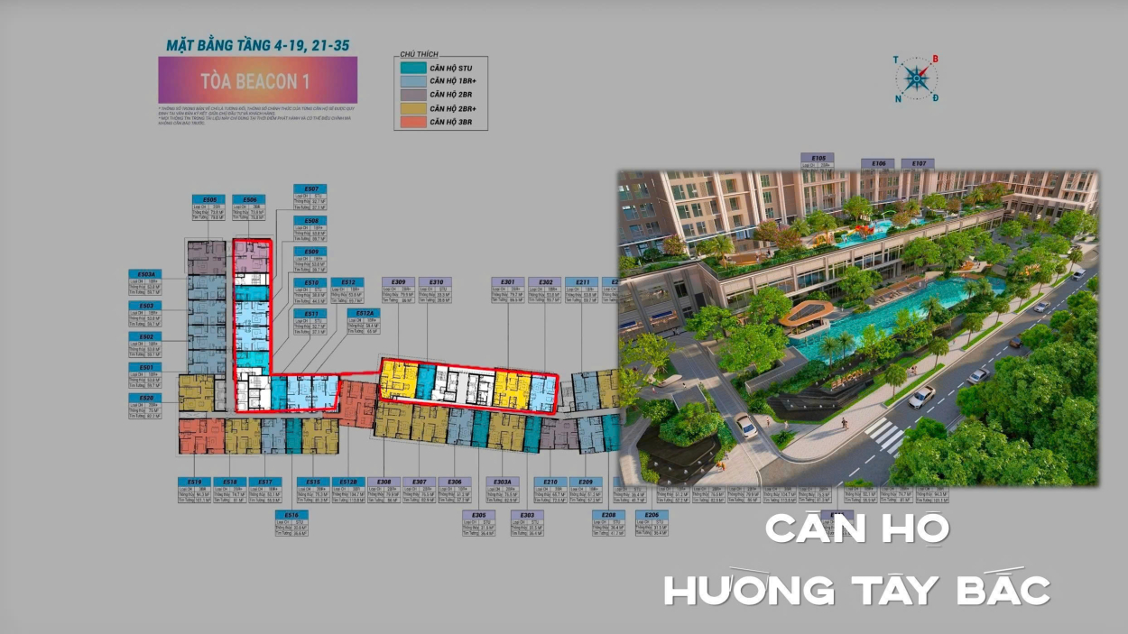 Mặt bằng căn hộ hướng Tây Bắc tại dự án Blanca