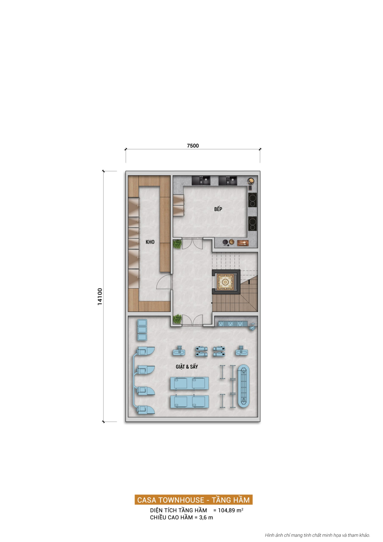 Layout thiết kế tầng hầm nhà phố Casa Townhouse